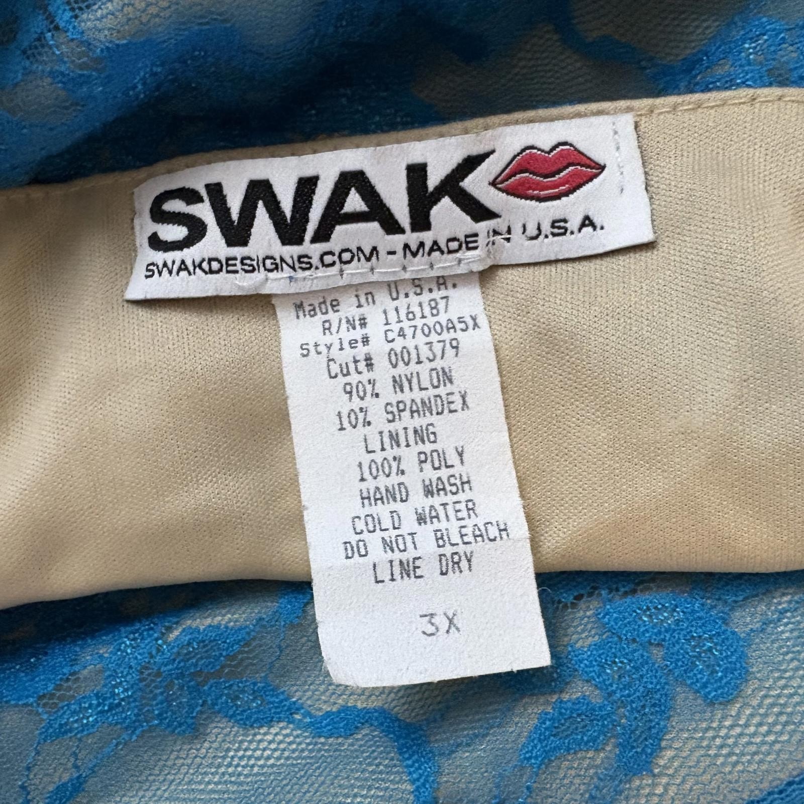 Vintage Y2k Swak Usa Turquoise Stretch Lace Dress Boho Retro Feminine Fairy 3x — image 8 of 8